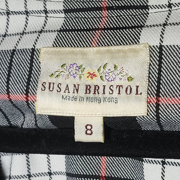 Vintage Susan Bristol Plaid Fringe Sleeveless Maxi Dress 8 Grunge Dark Academia - Picture 7 of 13